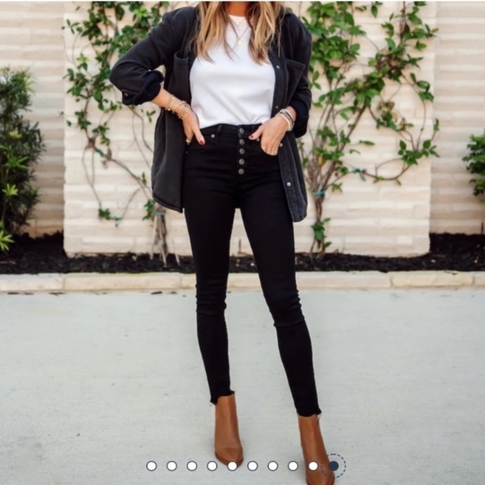 Abercrombie & Fitch the skinny high rise black jeans button fly raw hem 25/0